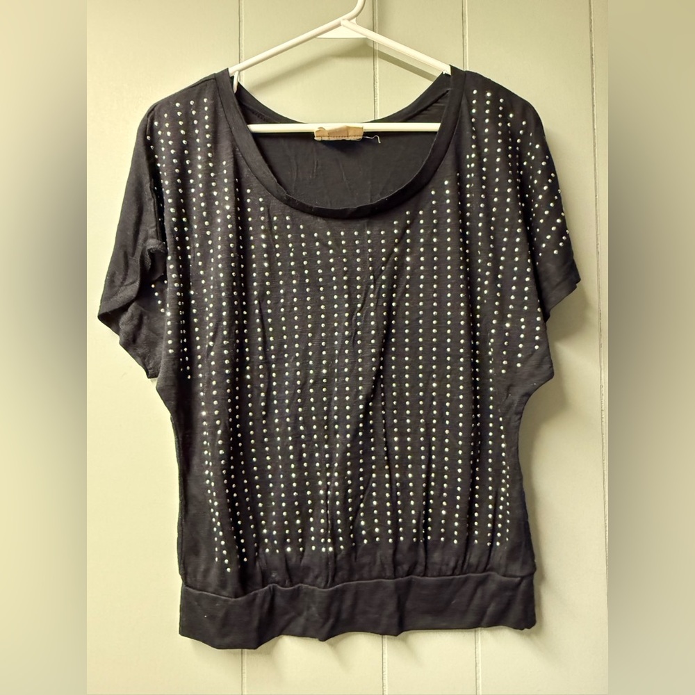 Belle Du Jour Black Short-Sleeve Studded Tee